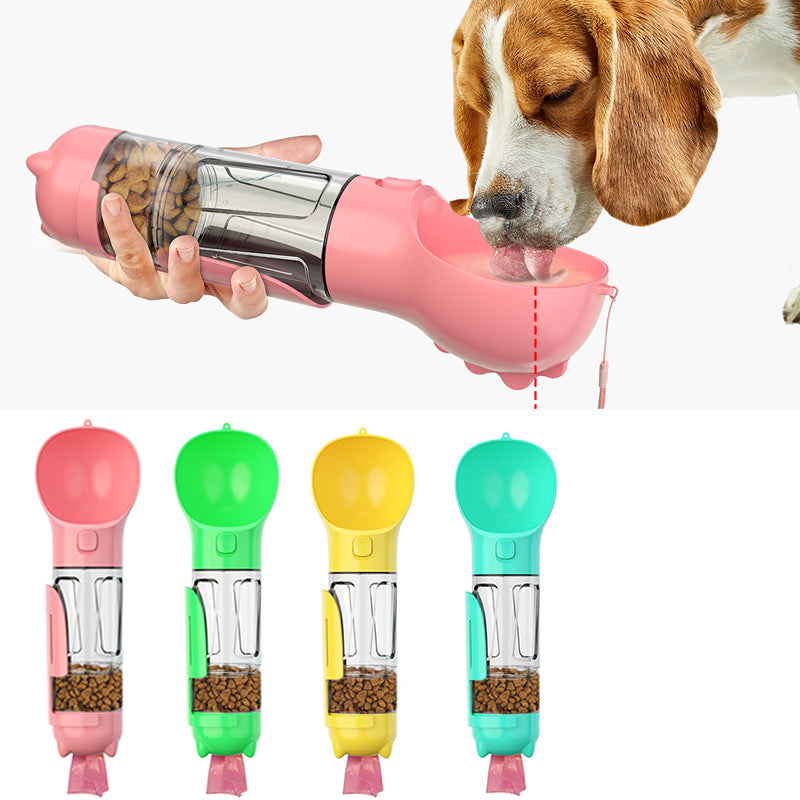 300 500ml Portable multifunction Dog Water Bottle Food Feeder For Big Dogs 3 In 1 Poop Dispenser Puppy Pet Travel Drinking Bowls