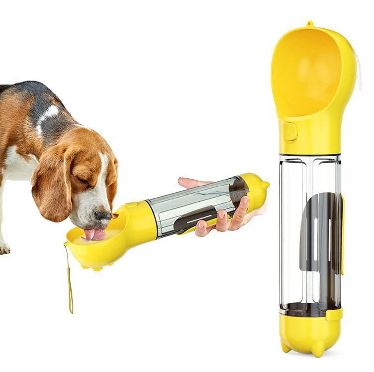 300 500ml Portable multifunction Dog Water Bottle Food Feeder For Big Dogs 3 In 1 Poop Dispenser Puppy Pet Travel Drinking Bowls